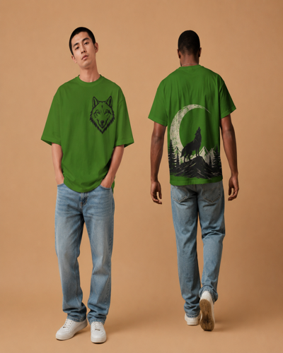oliv green oversize printed t-shirt