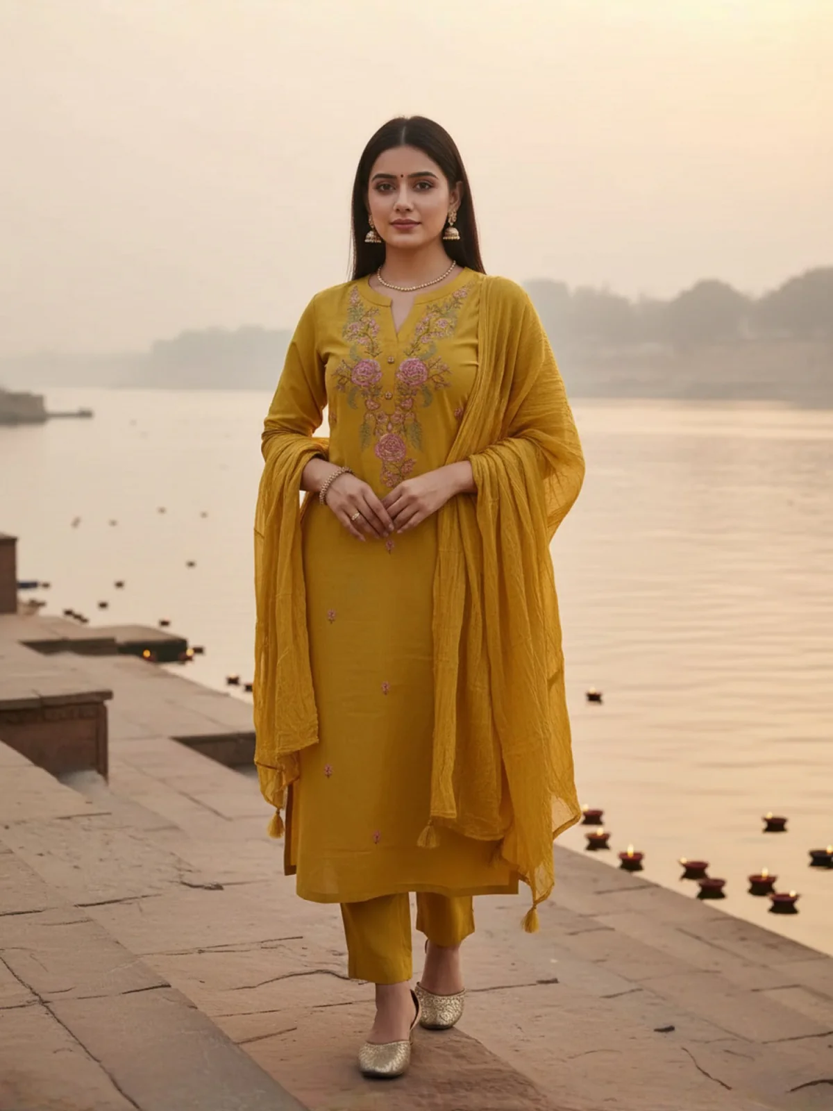 yallow kurti set